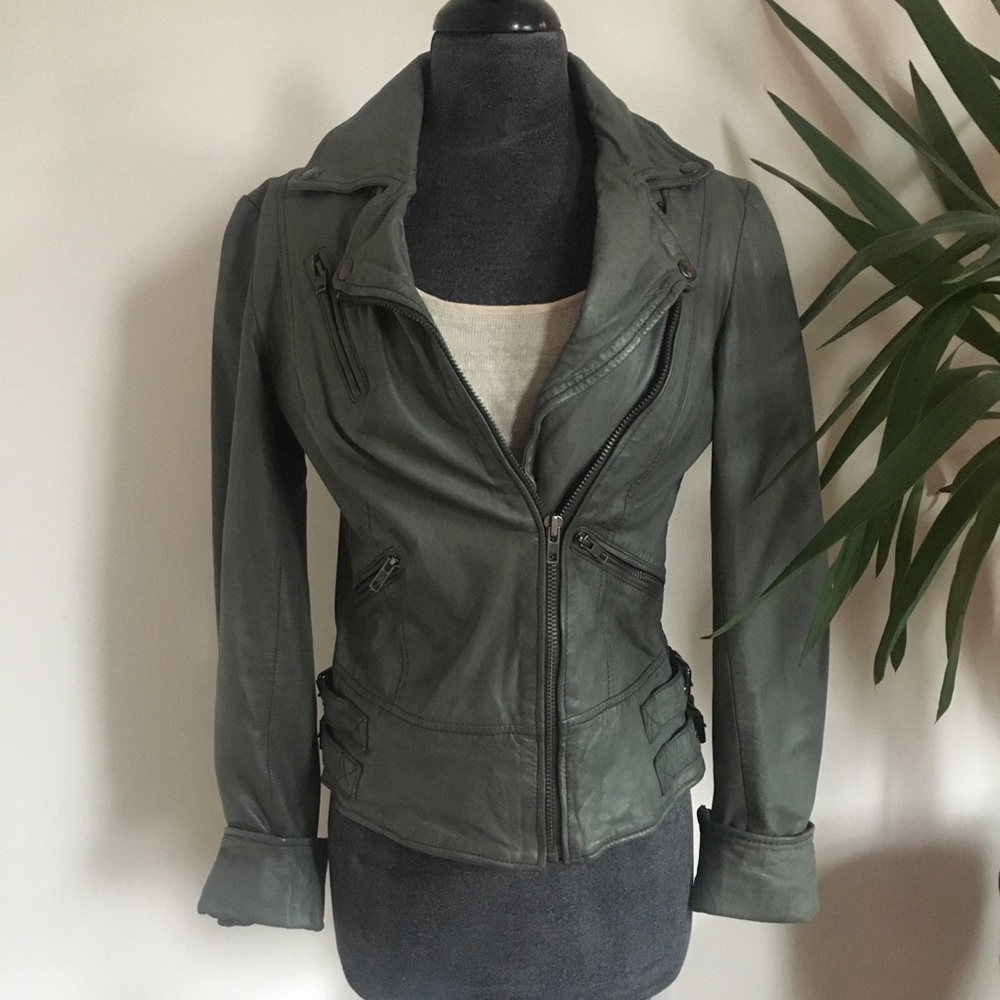 MUUBAA leather moto jacket sz 4